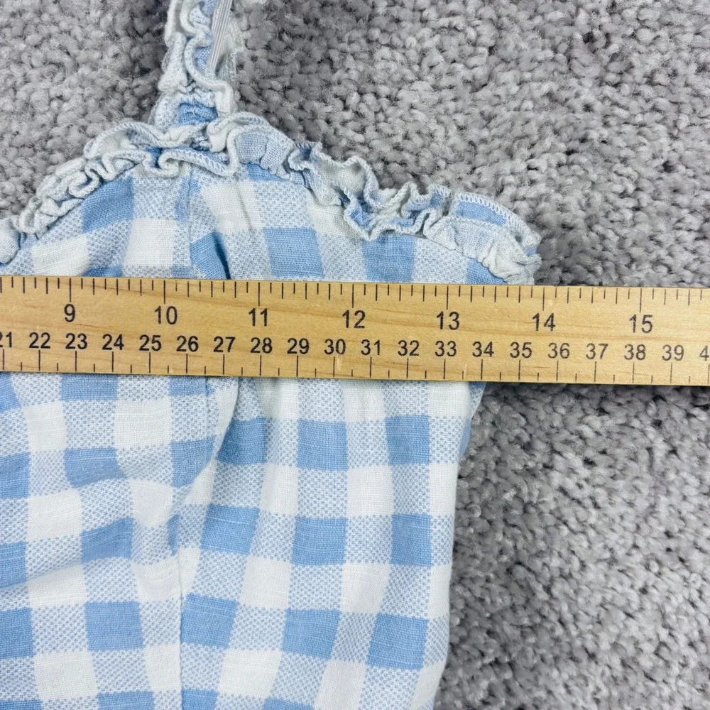 Urban Outfitters Blue Gingham Lace Up Ruffle Mini Dress‎ Small OB1210894